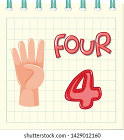 Count number four worksheet illustration