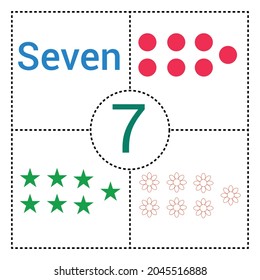 count number seven flashcard for kids
