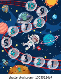 Count number space theme illustration