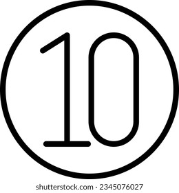 Count Number Ten Outline Icon
