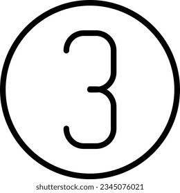 Count Number Three Outline Icon