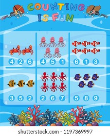 Count the number underwater theme illustration