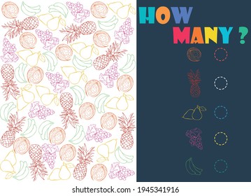 Count the objects on the picture. Cartoon illustration