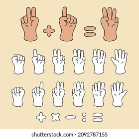 Count on your fingers. A set of palms with fingers showing the number.