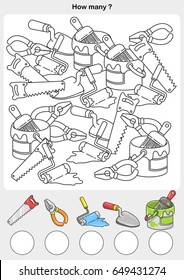 Count and painting color the object - write the number in the circle.