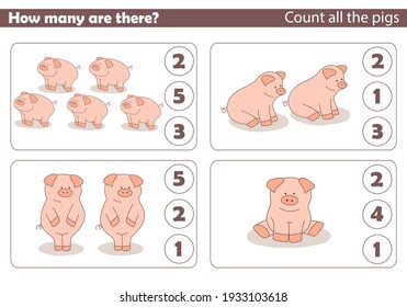 Count Pigs Circle Correct Answer Counting Stock Vector (Royalty Free ...