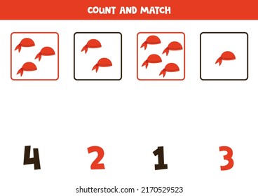 Count red bandanas and match with the correct number.