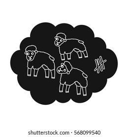 Count sheep icon in black style isolated on white background. Sleep and rest symbol stock vector illustration.