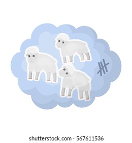 Count sheep icon in cartoon style isolated on white background. Sleep and rest symbol stock vector illustration.