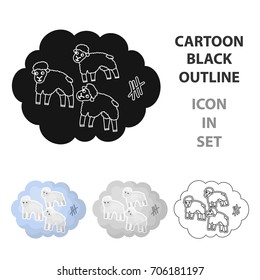 Count sheep icon in cartoon style isolated on white background. Sleep and rest symbol stock vector illustration.