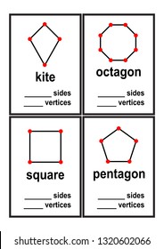 count sides and vertices shapes worksheet for preschool kids vector illustration
