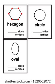 count sides and vertices shapes worksheet for preschool kids vector illustration
