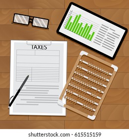 Count tax concept. Statistic data tax, taxacation vector illustration