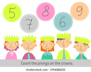 Count the teeth on the crowns and match them with numbers.