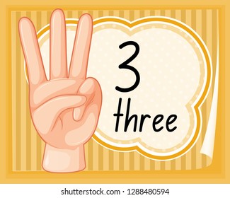 Count three with hand gesture illustration