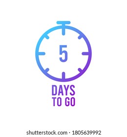 Count timer icon. Vector emblem of 5 days left in flat style. Hour down icon with ribbon. Countdown left days banner. vector illustration eps10.