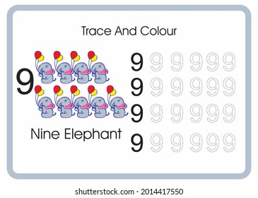 count trace and colour  elephants