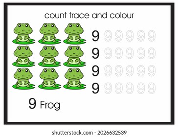 count trace and colour frog 