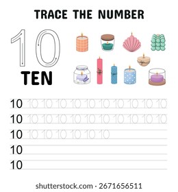 Cuenta y rastrea el número 10 – Tema de la vela