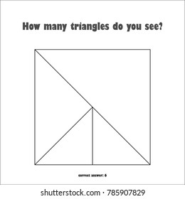 Count the triangles, maths game for children, easy level, education game for kids, preschool worksheet activity, task for the development of logical thinking, vector illustration