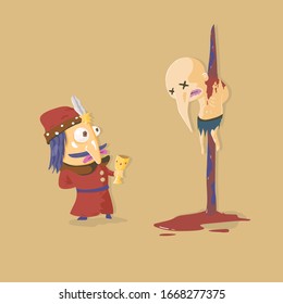 Zähle Vladislav Tepes und setze auf die Zählung. Cartoon-Illustration der Vektorillustration.
