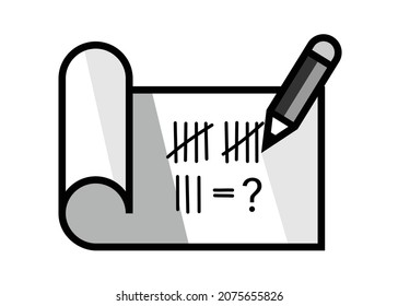 count the votes icon.  elections -vote counting symbol with pencil drawing on White background.