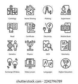 Count, Wisdom, Autonomous, Internet Of Things, Air Drone, 3D Print, Augmented Reality, Artificial, Hologram, Assistant, Voice Assistant, Smart Watch, Virtual Glasses, Outline Icons - Stroked, Vectors