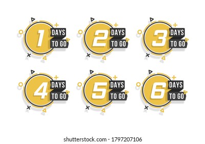 Countdown 1 to 10, days to go label or emblem can be used for promotion, sale, landing page, template, ui, web, mobile app, poster, banner, flyer. Set of number days left countdown. Vector.