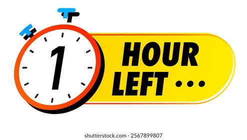 Countdown 1 hour left vector badge