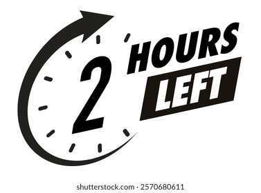 Countdown 2 hours left vector badge