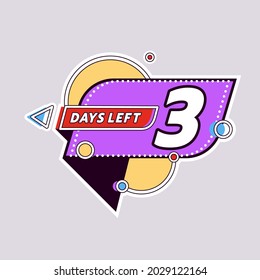 Countdown 3 days left. Sticker time sale badge. Modern flat style vector illustration 1_2
