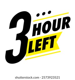 Countdown 3 hours left vector badge