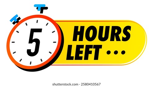 Countdown 5 hours left vector badge