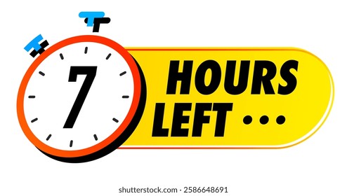 Countdown 7 hours left vector badge colorful