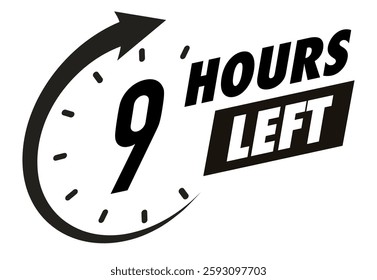 Countdown 9 hours left vector badge