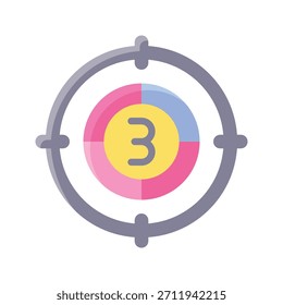 Countdown und Erreichen Ziel Vektorgrafik, flache Stil Ziel Symbol