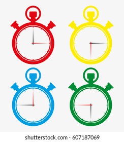 Countdown. Analog timer icons set, vector illustration, Clock picture, watch icon