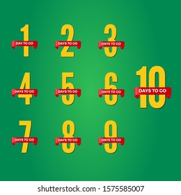Countdown Badges. Days To Go Sale Labels With Day Left Numbers