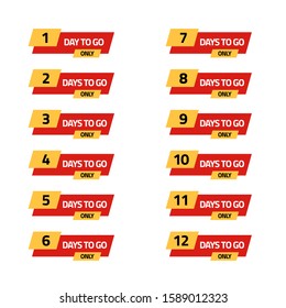Countdown Badges. Days To Go Sale Labels With Day Left Numbers