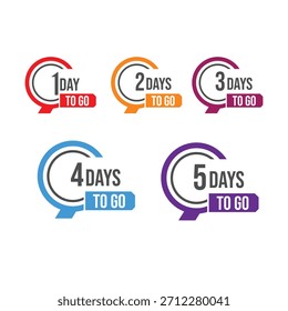 Insignias de cuenta regresiva para los días por venir en colores vibrantes