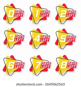 Countdown banner design com relógio ícone timer vetor símbolo rótulo hora sinal adesivo promoção dia de desconto semana de marketing minuto tempo esquerdo modelo de negócios oferecer cinco quatro três dois um