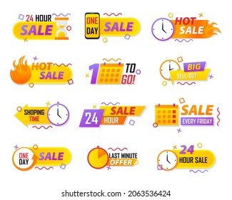 Countdown banners. Limited special offer stickers. Count days and hours until end of promotion. Sale countdown badges. Vector illustration EPS10