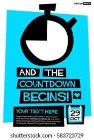 And The Countdown Begins! (Flat Style Vector Illustration Poster Design) with Text Box Template