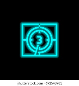 Countdown blue glowing neon ui ux icon. Glowing sign logo vector