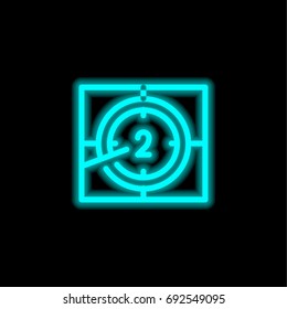 Countdown blue glowing neon ui ux icon. Glowing sign logo vector