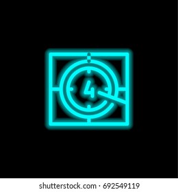 Countdown blue glowing neon ui ux icon. Glowing sign logo vector