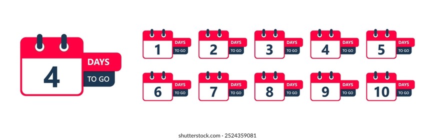 Countdown Calendar Icons Set. relevant for projects or presentations that aim to represent countdowns or timelines leading up to events or deadlines.