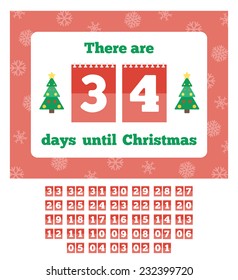 Countdown calendar. Waiting for Christmas. Vector illustration in flat style