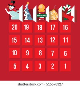 Countdown to Christmas Advent Calendar. Day 21. EPS 10 vector.