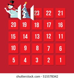 Countdown to Christmas Advent Calendar. Day 24. EPS 10 vector.